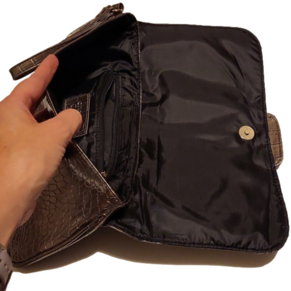 Charming Charlie, Clutch with wristlet, Pewter/Silver, Zipper inside pocket - Picture 6 of 10